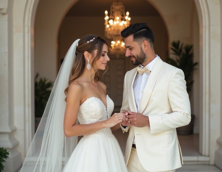 <img src="intimate-couple-in-white.jpg" alt="A couple dressed in white embracing gently, their foreheads touching as they share a quiet, tender moment" />